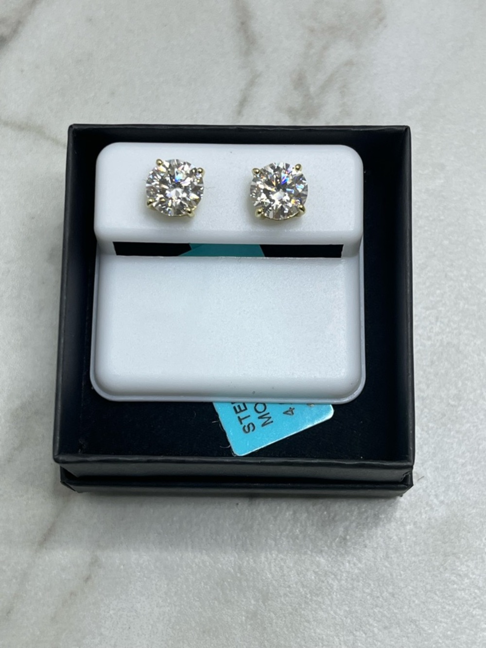 🆕 14 karat gold over sterling 4 carat moissanite earrings $799 retail value